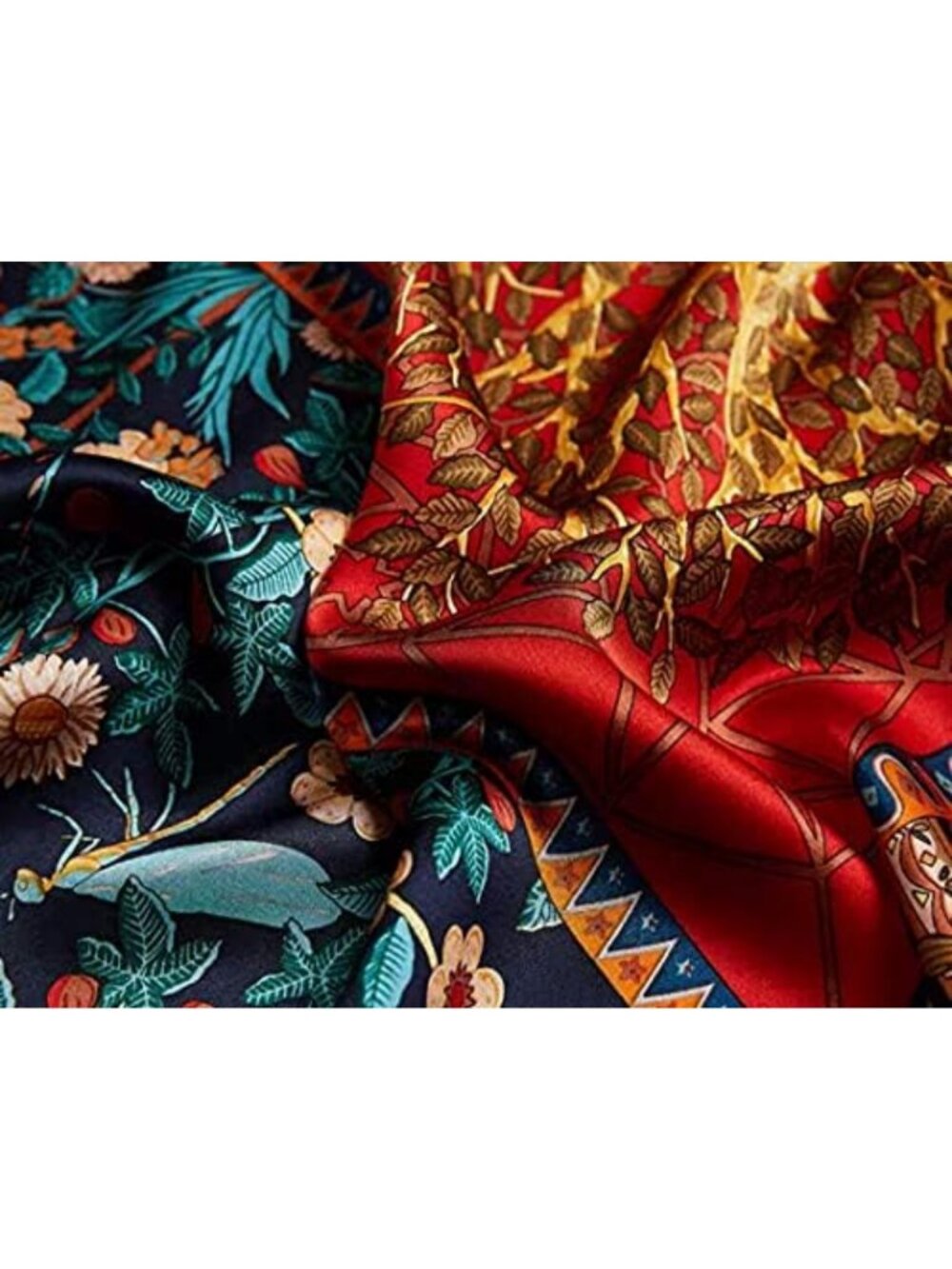 Luxurious 100% Silk Scarf - Large 43" Square Shawl & Hair Wrap - Perfect Gift! - Picture 6 of 7
